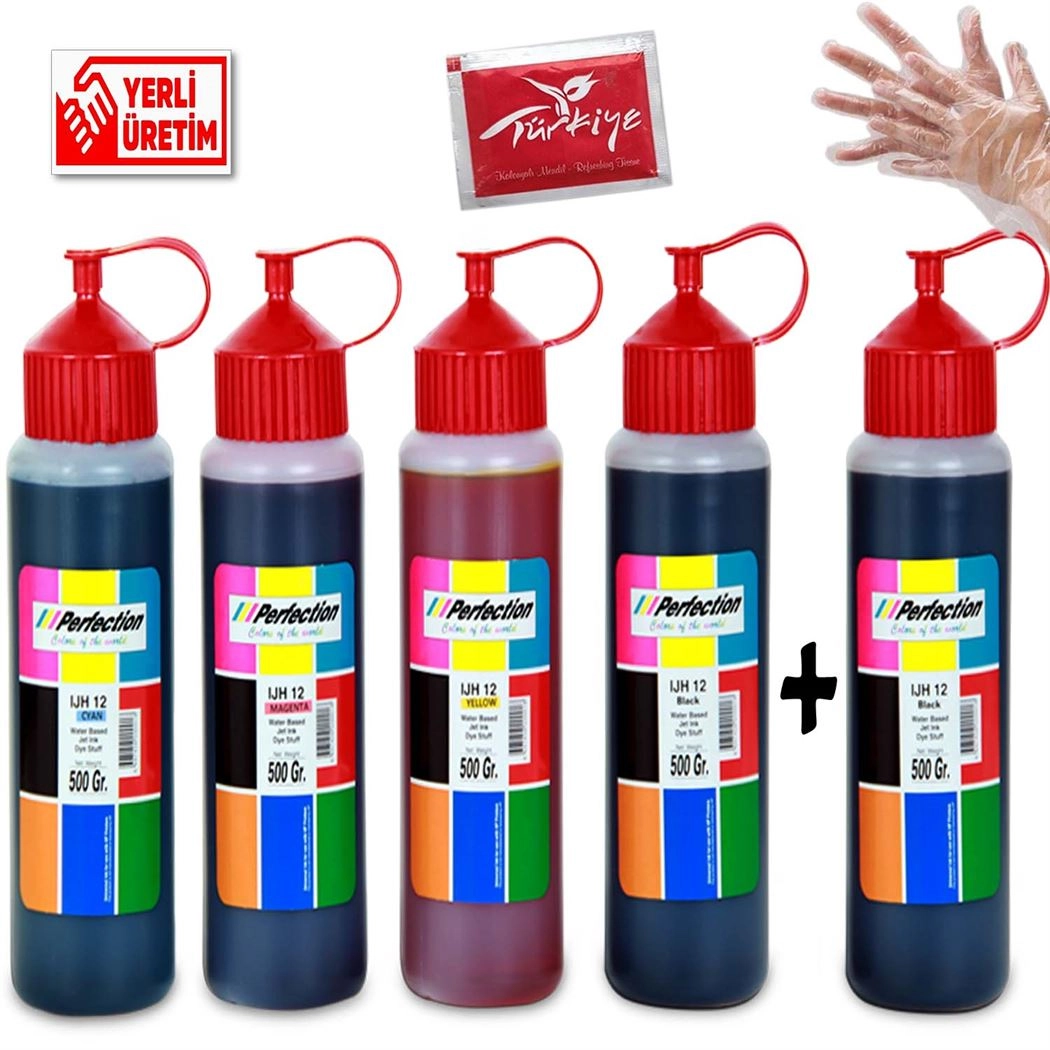 İstediğiniz Model Kartuş Ve Yazıcı İçin 5x500ml Mürekkep Seti